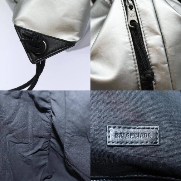BALENCIAGA BB Explorer Backpack Nylon Silver 593648 Auth 74772V - Picture 14 of 14